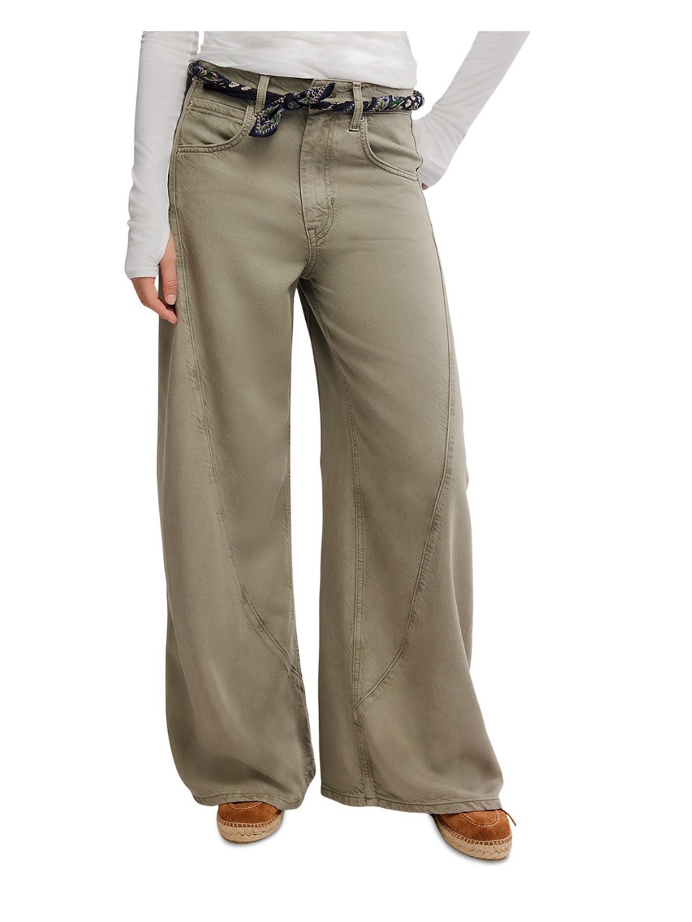 We The Free Haven Mid Rise Baggy Wide Leg Jeans in Seagrass